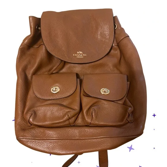 COACH                    Pebbled Leather Billy Backpack brown F37410  🎀🎀🎀 - Picture 11 of 16